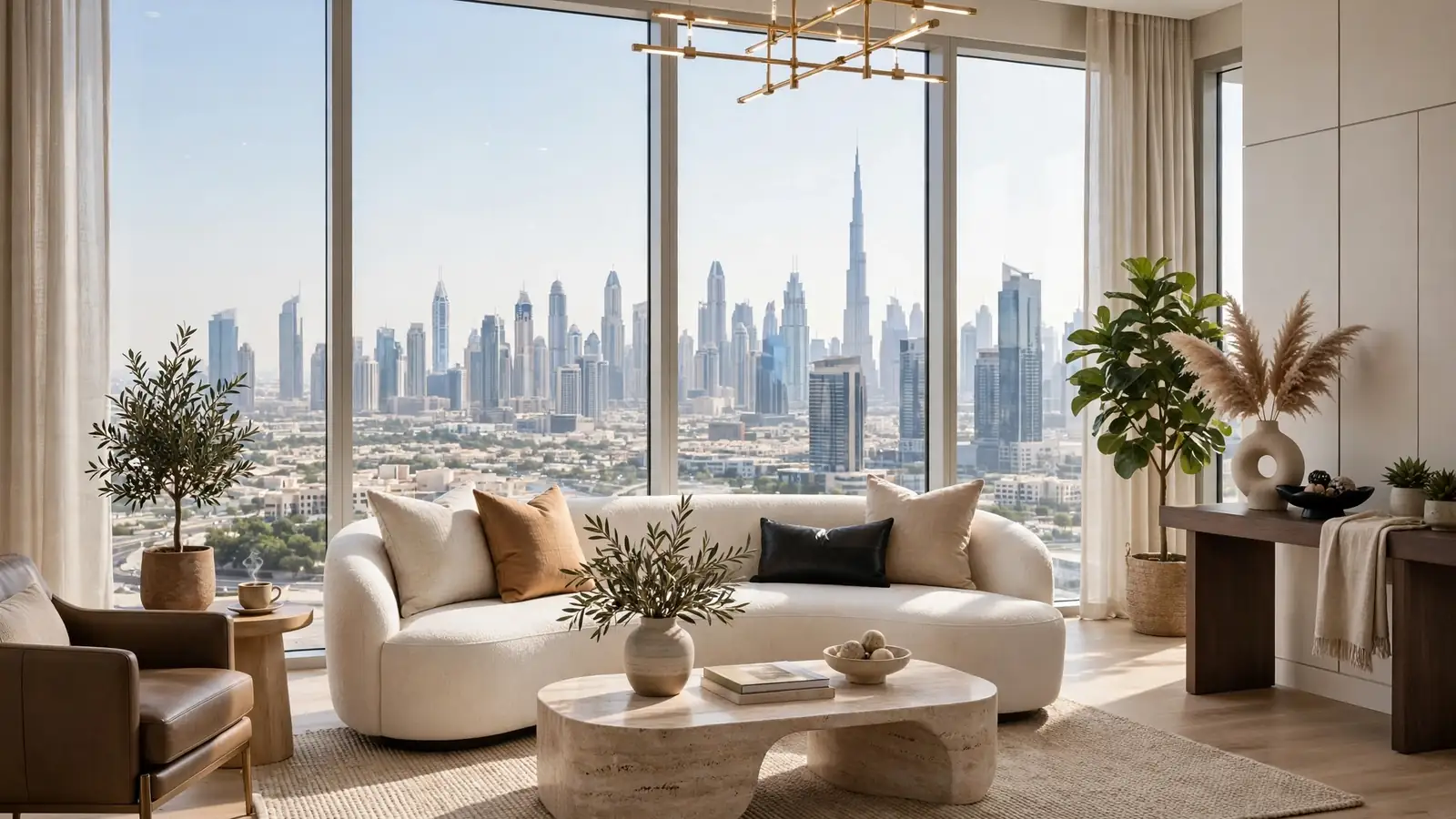 Best Holiday Homes Companies in Dubai: An Owner's Guide to the Top Operators (and What Guests Should Book) Modern holiday home apartment interior in Dubai with stylish living room