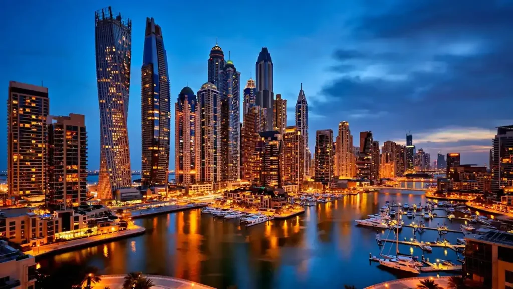Best Short Term Rental Services in Dubai: What Top-Earning Owners Look For Dubai Marina skyline at dusk, a top area for professionally managed short-term rentals in Dubai