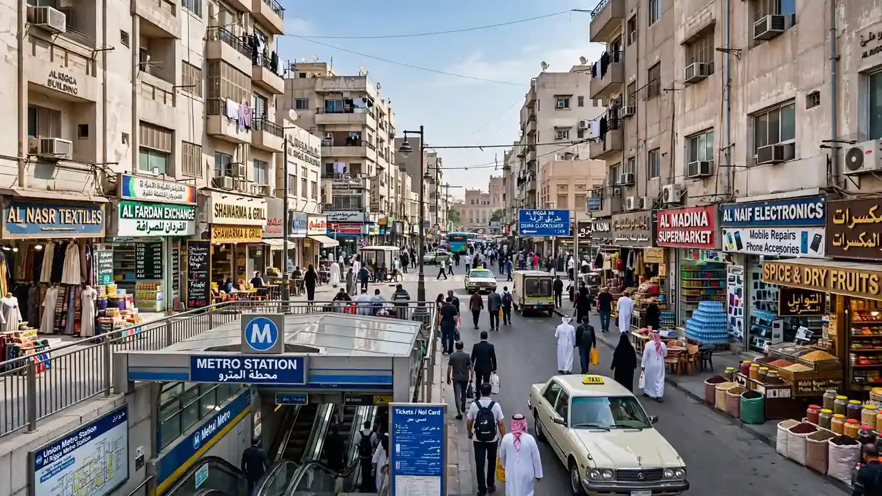 Cheapest Areas to Rent an Apartment in Dubai: The Renter's Price Guide Deira street with metro access, one of the cheapest areas to rent in Dubai