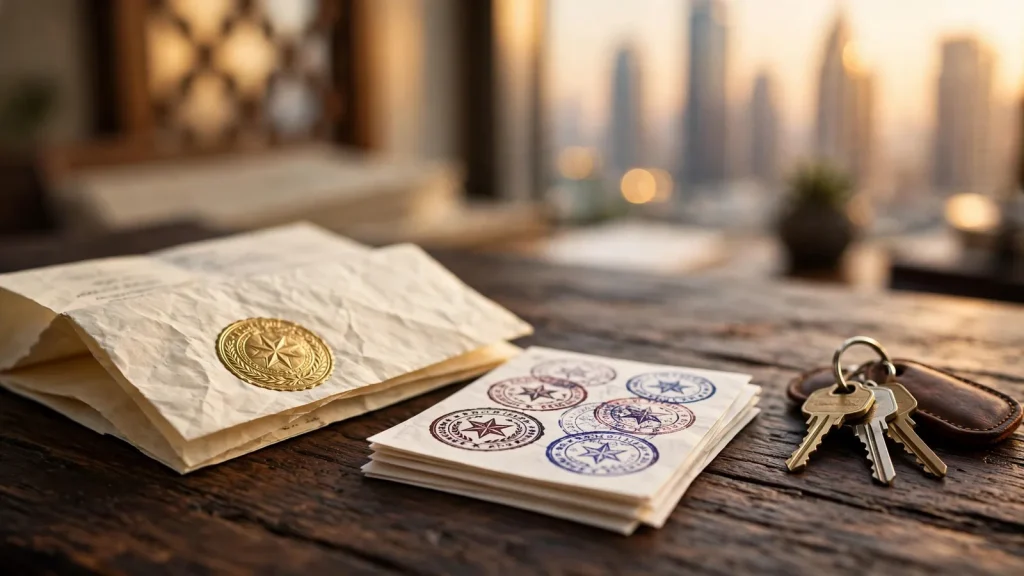 Holiday Home Insurance in Dubai: The Owner's Guide to Cover, Costs and Compliance DET holiday home license paperwork and keys showing insurance is mandatory in Dubai
