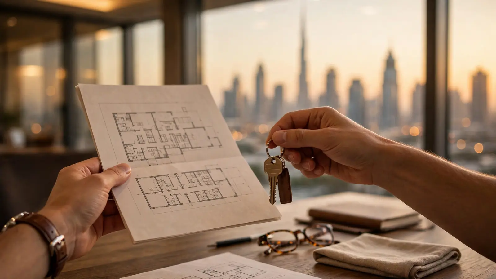 Airbnb Management in Downtown Dubai: The Owner's Hiring Guide Property manager reviewing documents and keys for a Downtown Dubai holiday home