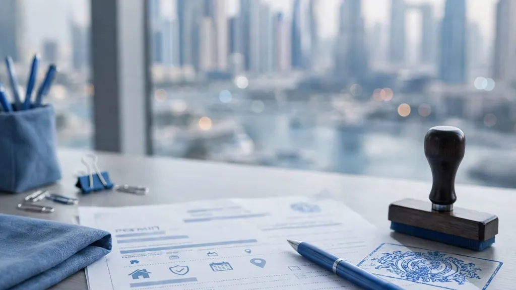 Property Management Companies in Dubai: The Owner's Complete Guide Holiday home permit paperwork with a stamp and pen, representing Dubai DET licensing compliance