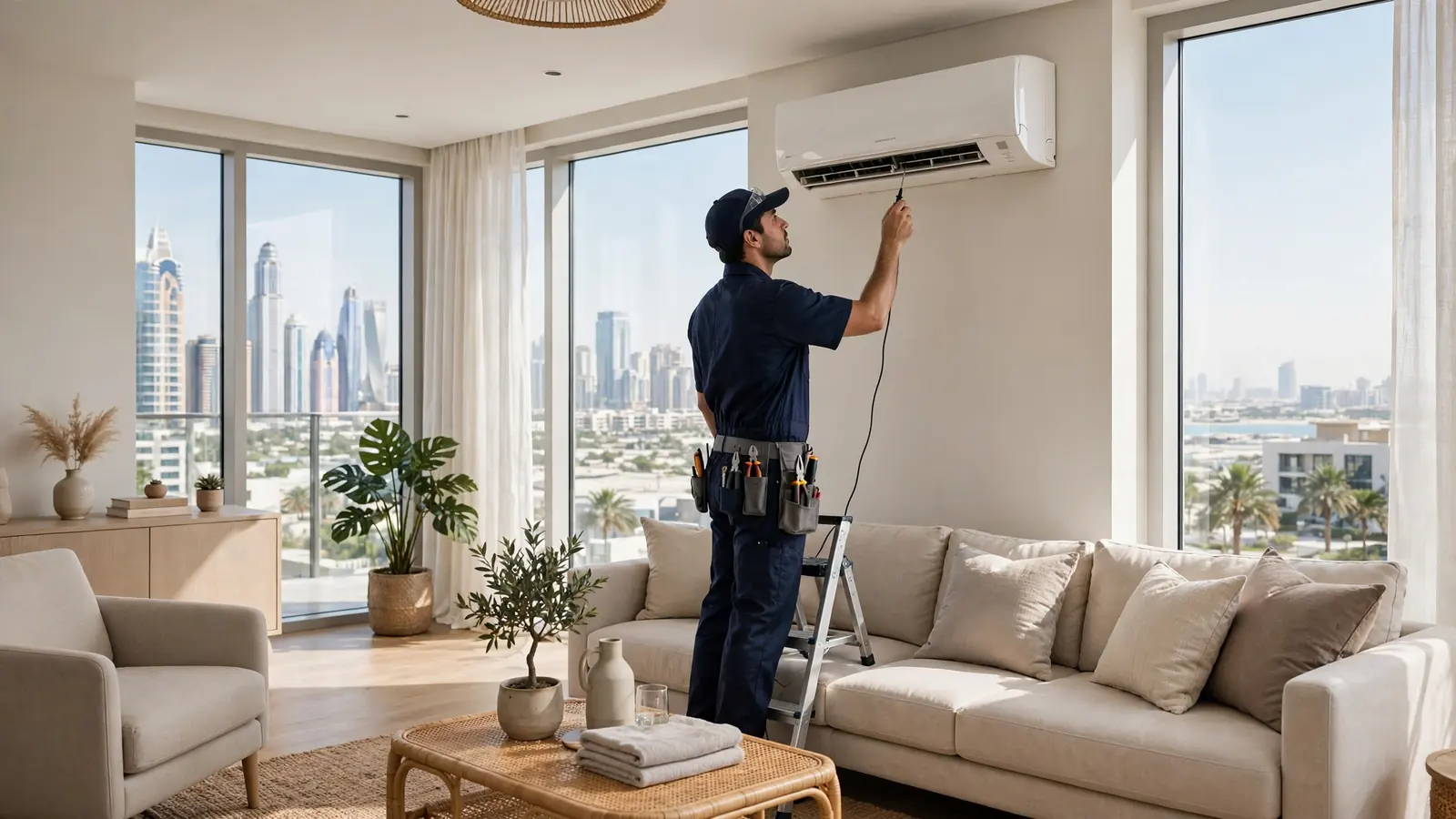 Airbnb Arbitrage in Dubai: Should You Rent Your Apartment to an Operator? Maintenance inspection inside a Dubai holiday home apartment