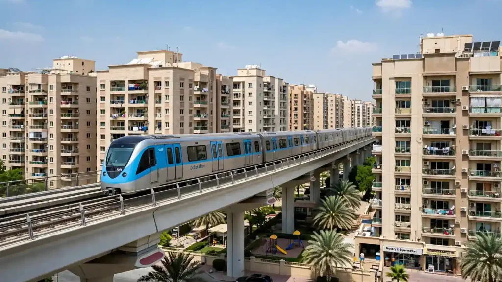 Top 20 Tips to Choose the Perfect Apartment in Dubai Dubai metro line running past residential towers, choose an apartment near public transport