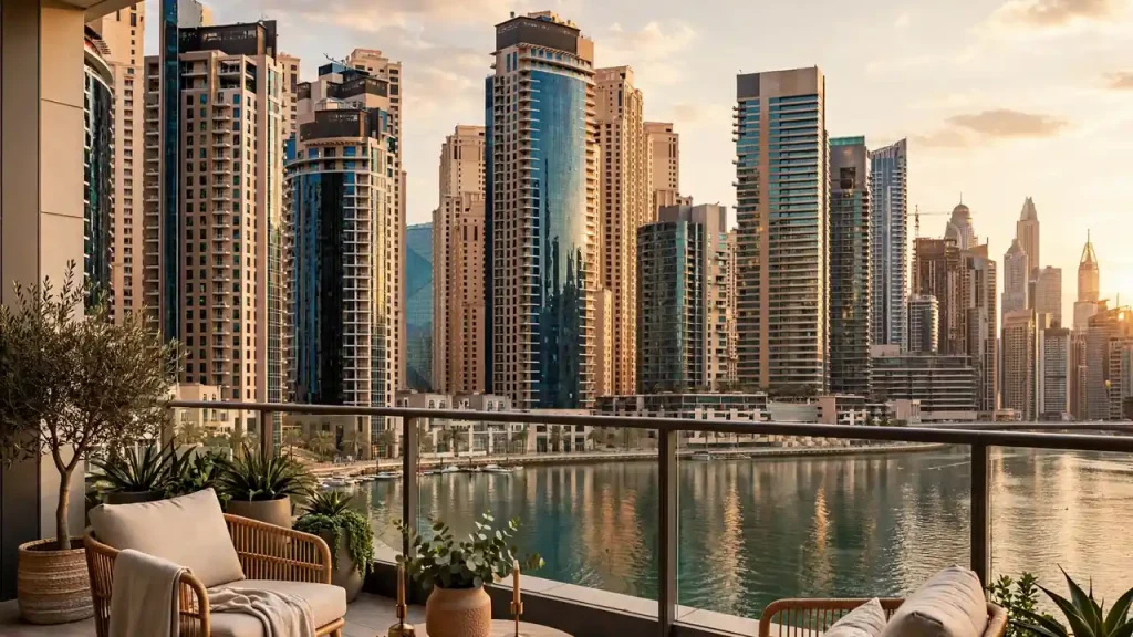 Property Management Services in Dubai: The Complete Owner's Guide Dubai Marina residential towers managed as rental properties at sunset