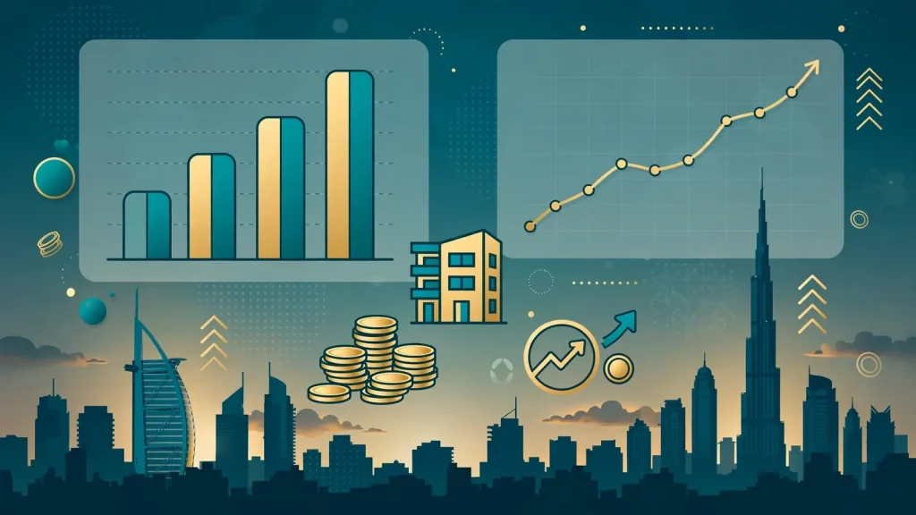 How to Find Short Term Rentals in Dubai: The Investor's Research Manual Infographic showing Dubai short-term rental investment yield analysis with rising charts