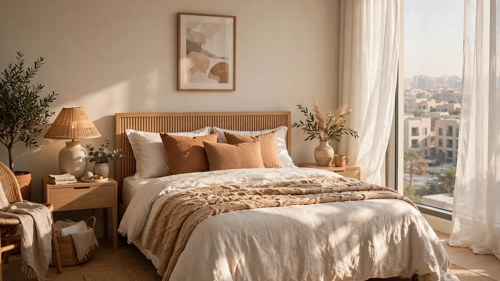 Airbnb Management in JVC Dubai: The Owner's Hiring Guide Cozy bedroom with morning light in a JVC Dubai holiday home