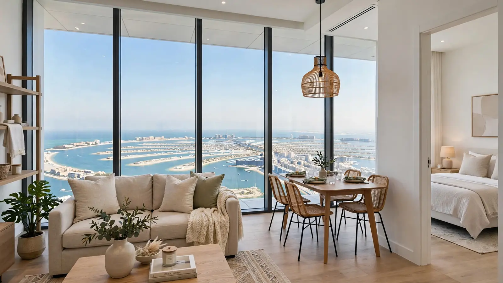 Airbnb Management in Palm Jumeirah: The Owner's Guide Furnished one bedroom holiday home apartment interior on Palm Jumeirah