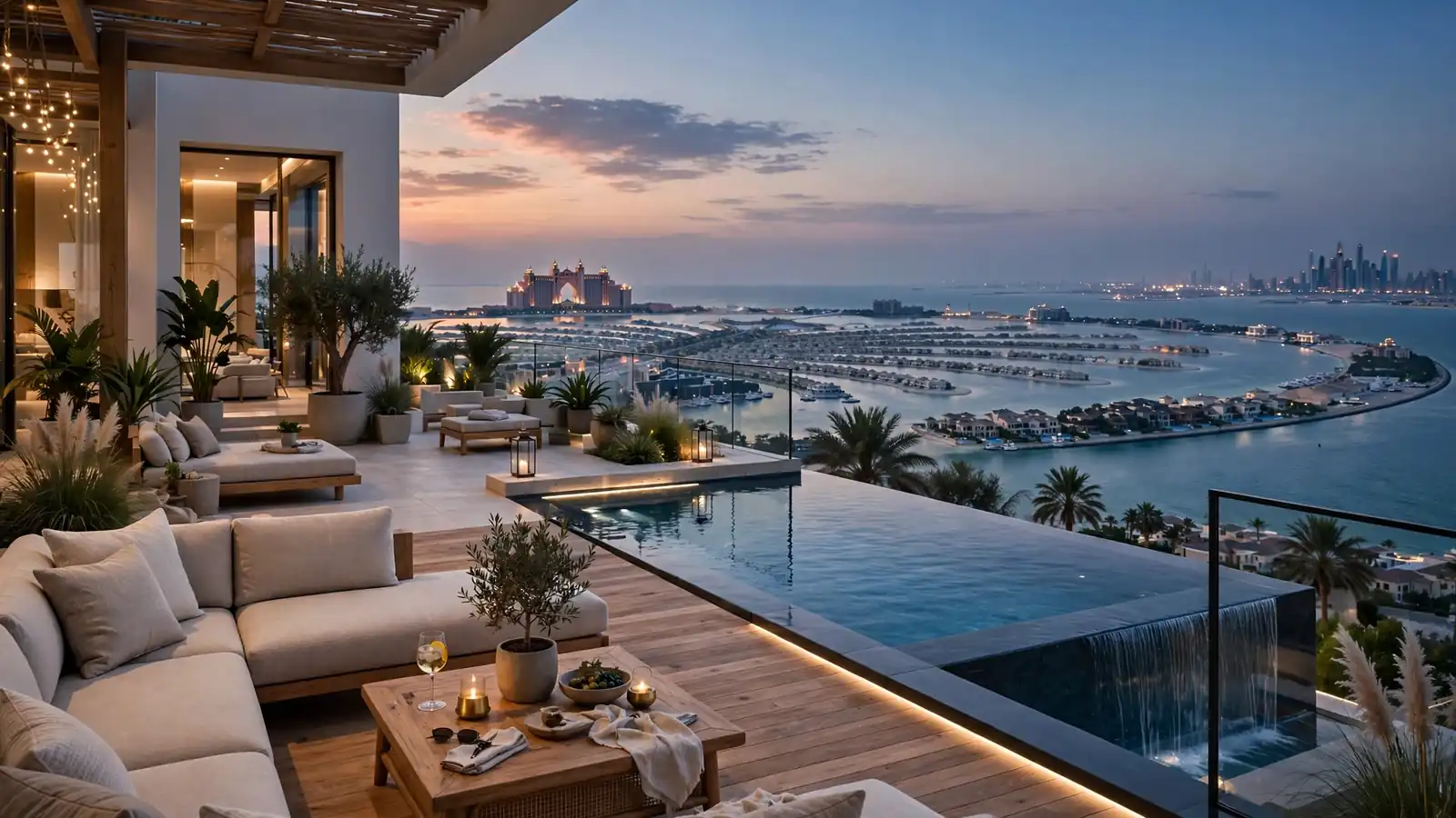 Airbnb Management in Palm Jumeirah: The Owner's Guide Managed holiday home villa terrace with pool on Palm Jumeirah