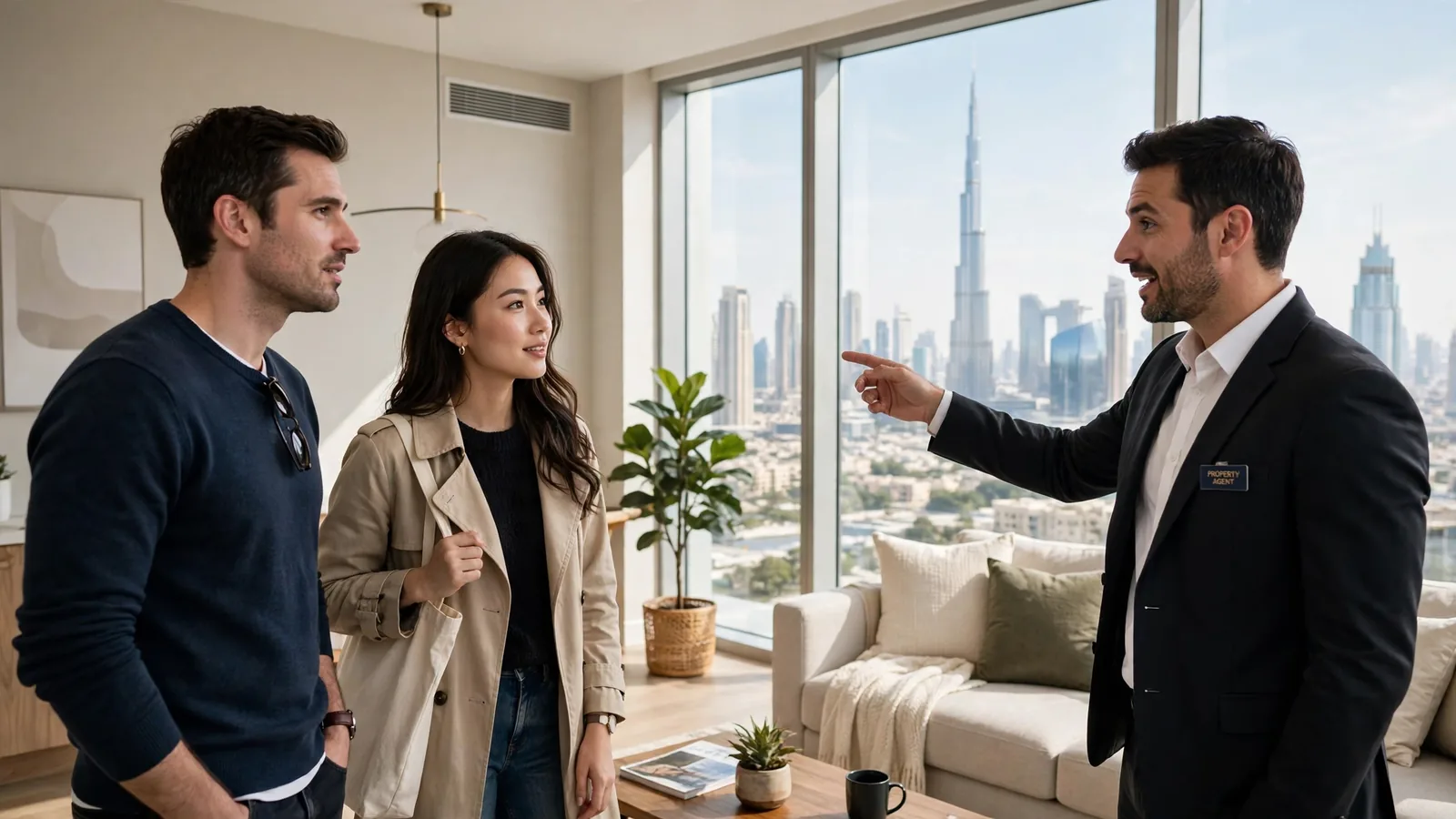 Tenants Guide to Renting: How to Rent a Property in Dubai Renters viewing an apartment in Dubai with a property agent