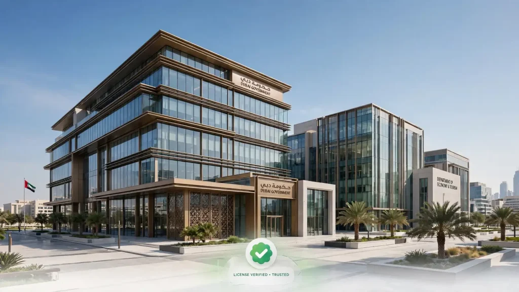 How to Choose the Best Property Management Company in Dubai: The Owner's Evaluation Guide Modern Dubai government district buildings representing RERA license verification