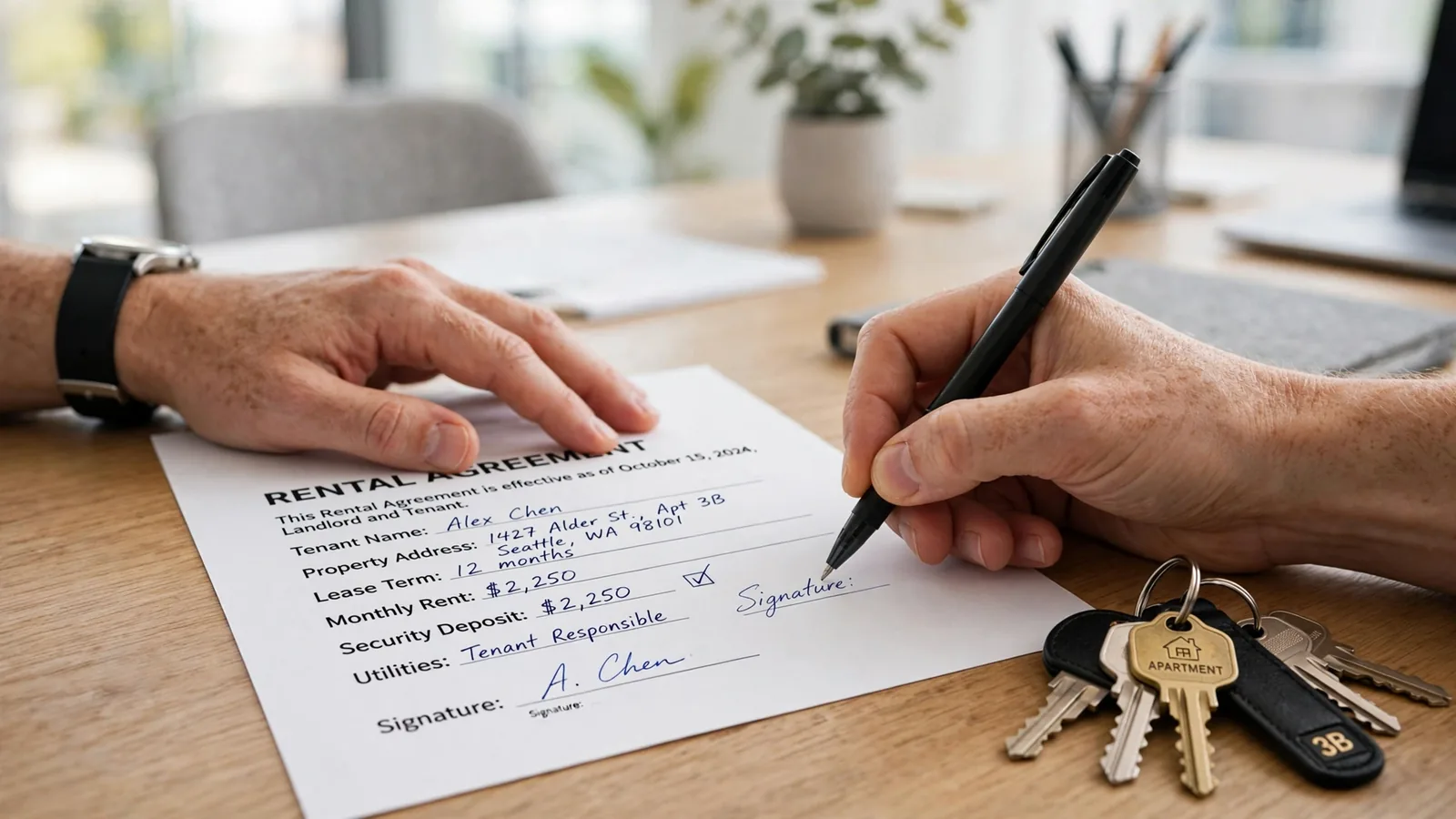 Cheapest Areas to Rent an Apartment in Dubai: The Renter's Price Guide Signing a Dubai rental contract with apartment keys